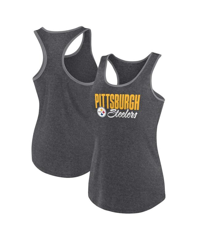 Fanatics Womens Heather Black Pittsburgh Steelers Plus Size Fuel Tank Top Product Image