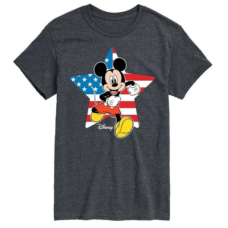 Disneys Mickey Mouse Mens USA Flag Graphic Tee Grey Product Image