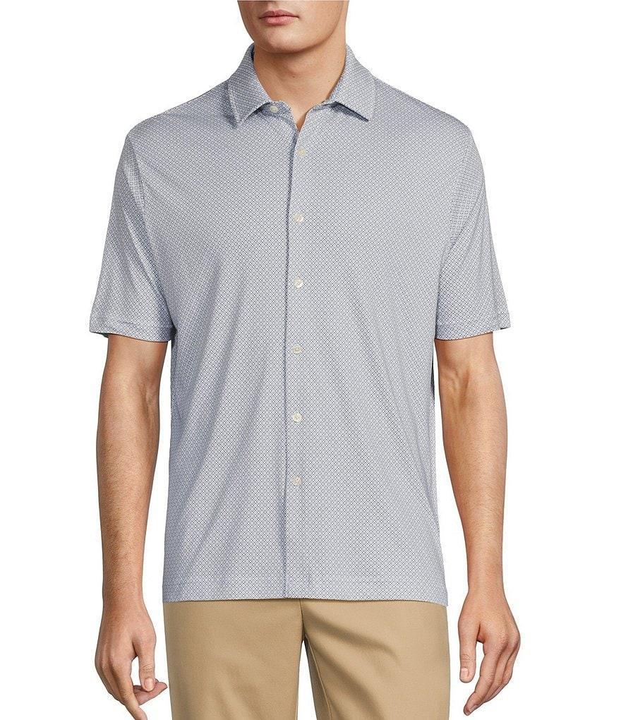 Hart Schaffner Marx Short Sleeve Spread Collar HartSoft Medallion Printed Coatfront Shirt Product Image