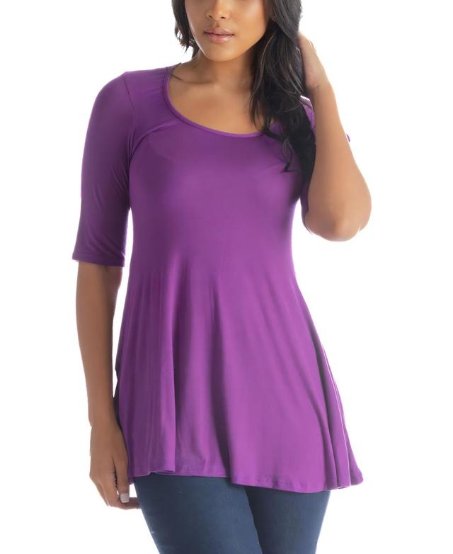 24seven Comfort Apparel Womens Elbow Sleeve Swing Tunic Top Product Image