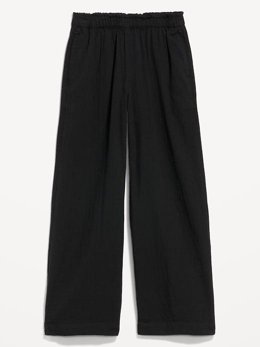 High-Waisted Crinkle Gauze Ankle Pants Product Image