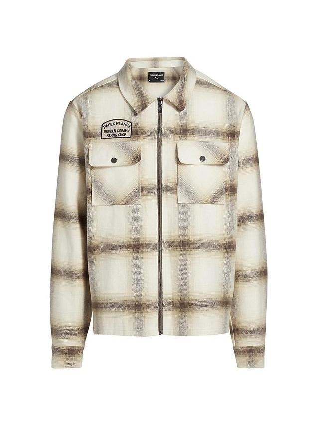 Mens Plaid Zip-Front Flannel Shirt Product Image