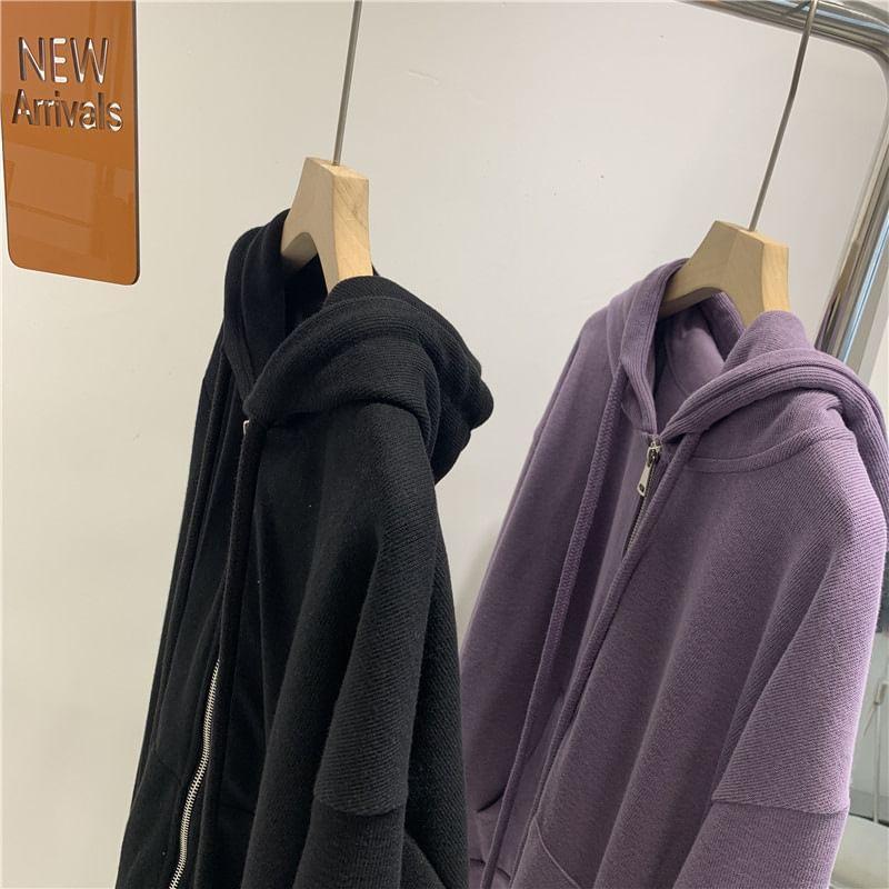 Plain Hooded Zip Jacket Product Image