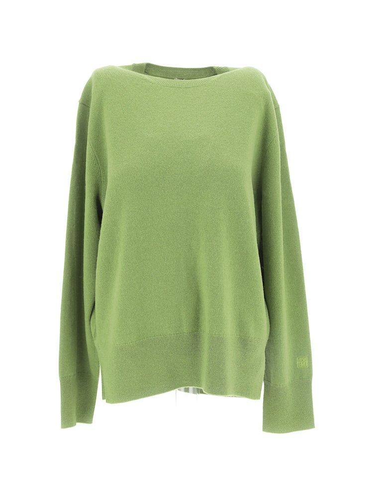 Ribbed Crewneck Sweater In Green Product Image