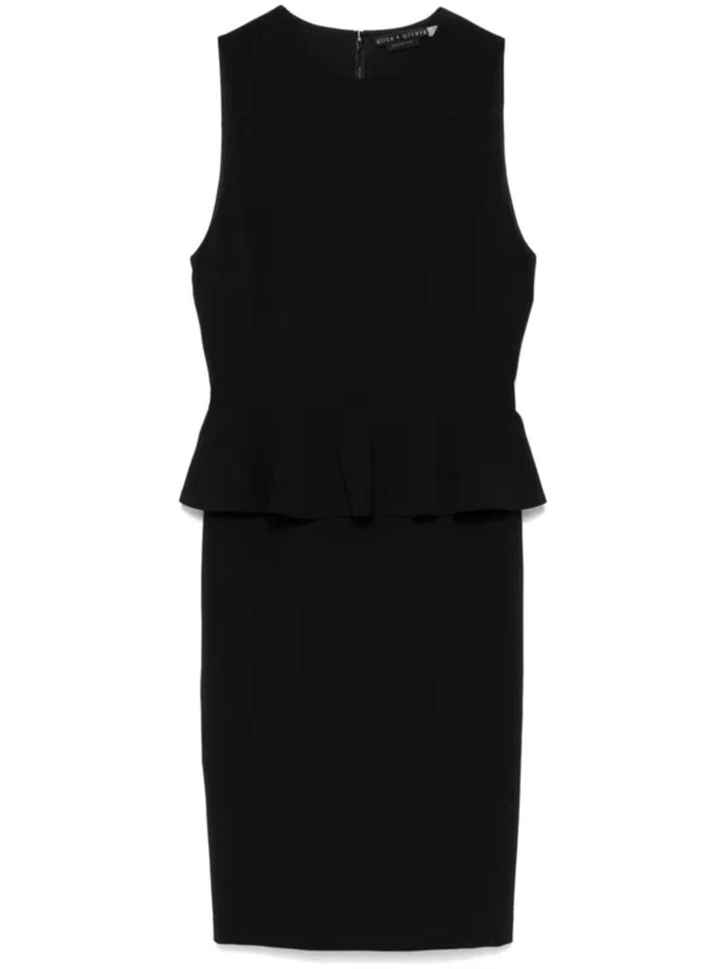 ALICE AND OLIVIA Poppy Peplum Midi Dress In Black   Product Image