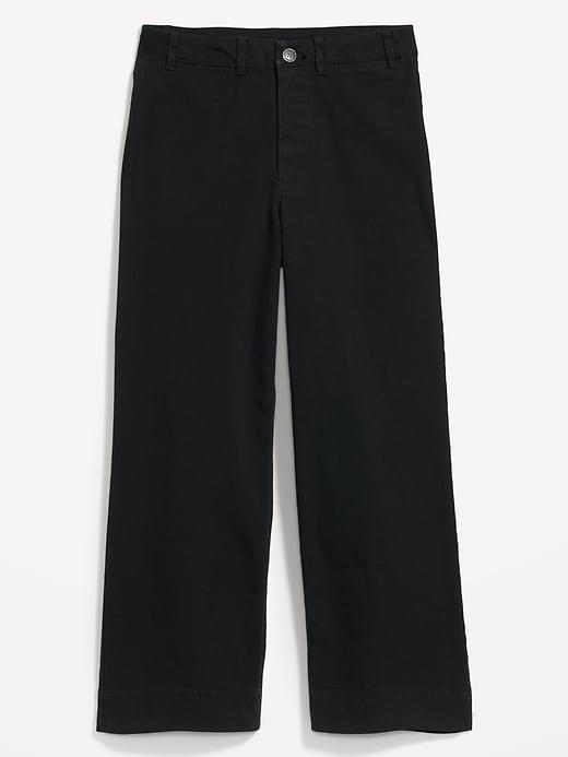 High-Waisted Crop Chino Wide-Leg Pants Product Image