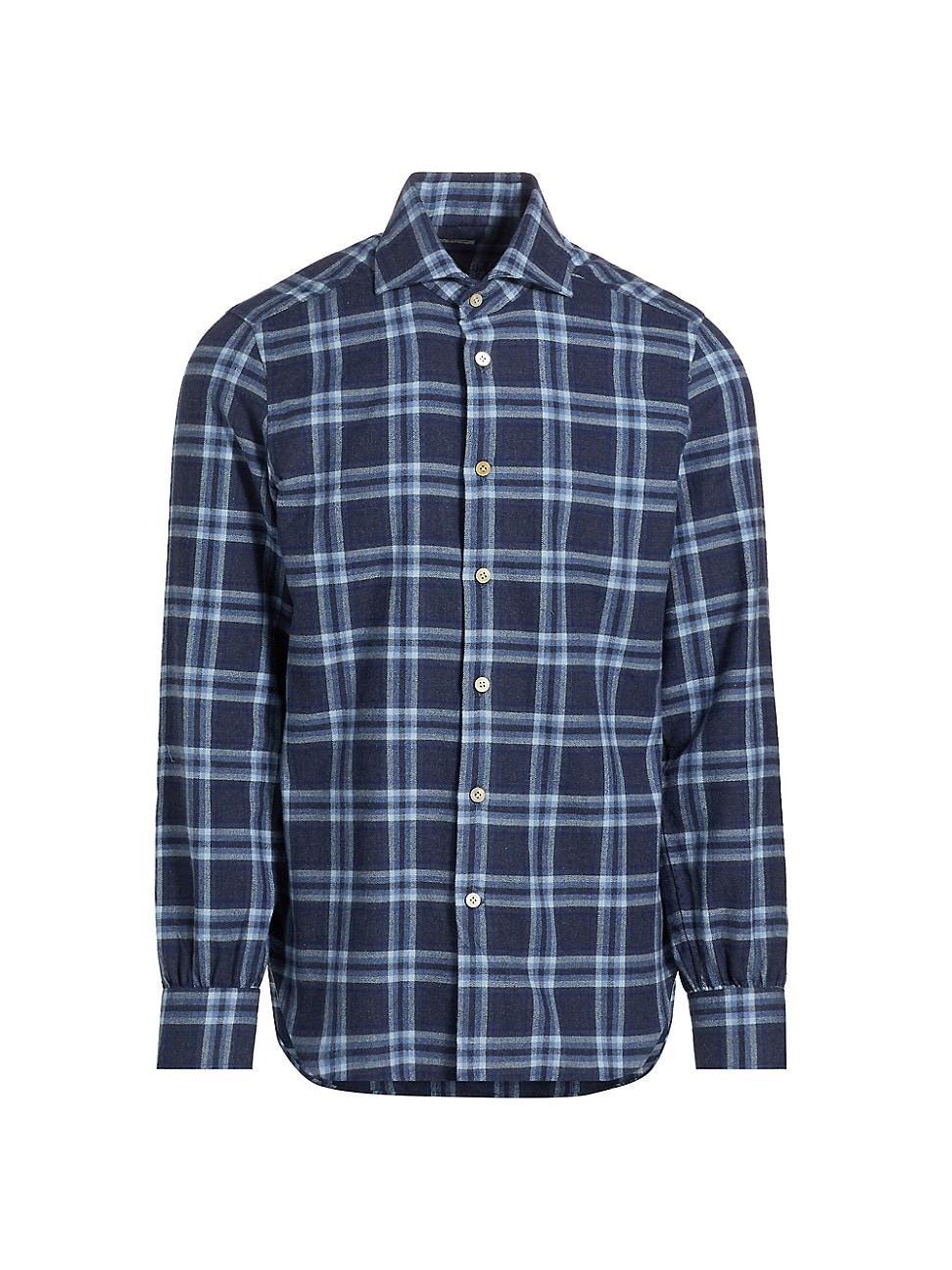 Mens Plaid Cotton Button-Up Shirt Product Image