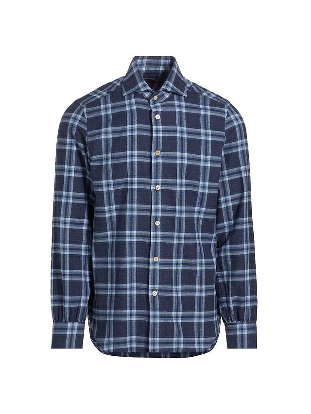 Mens Plaid Cotton Button-Up Shirt Product Image