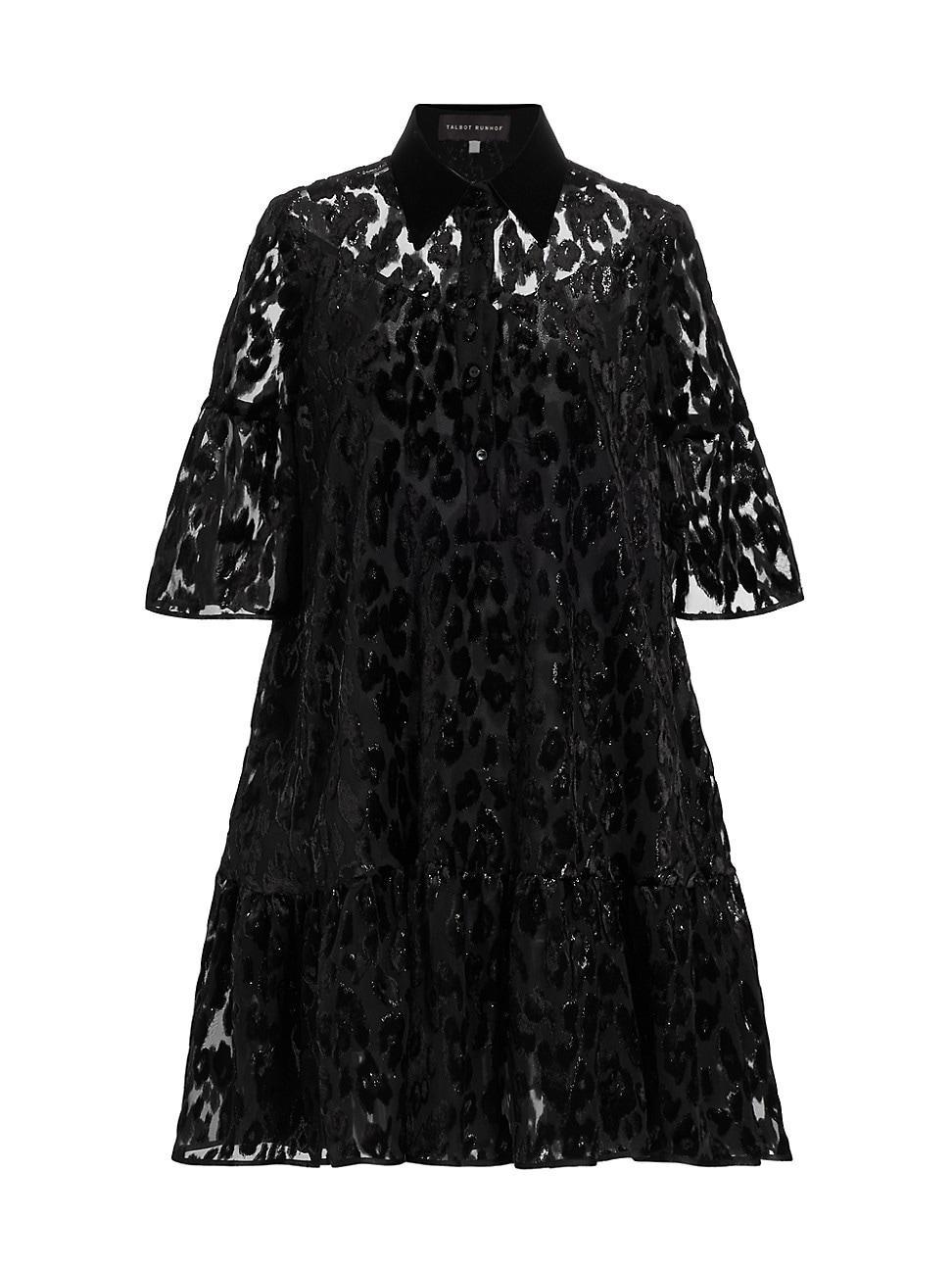 Womens Jacquard & Velvet Knee-Length Dress Product Image