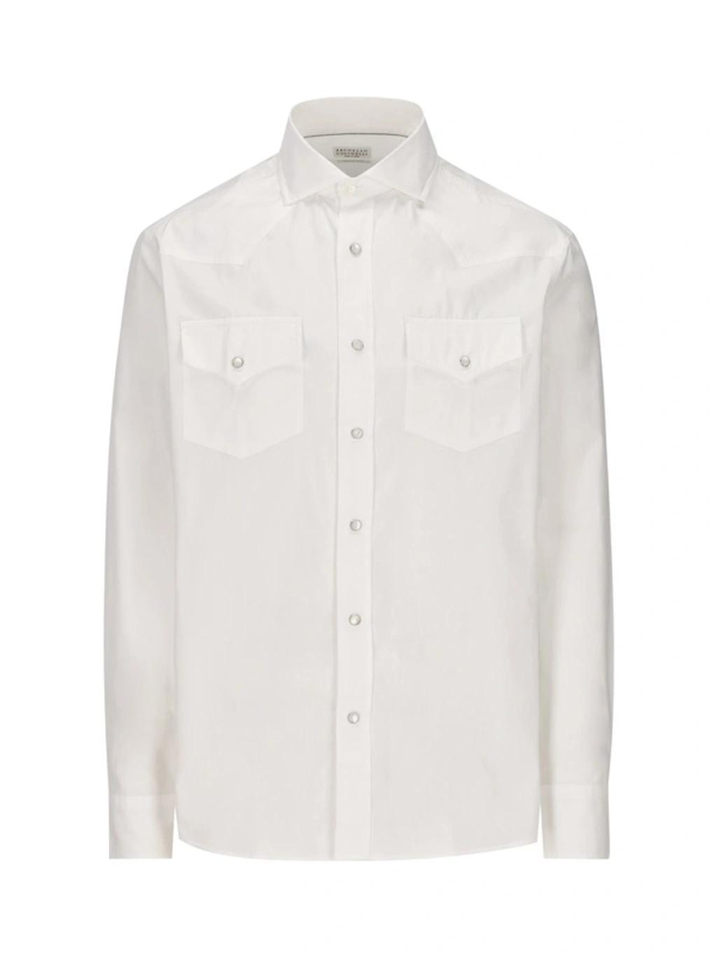 BRUNELLO CUCINELLI Collared Buttoned Shirt In White Product Image