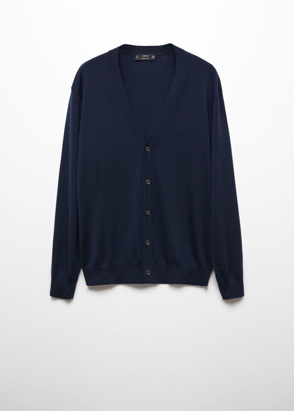 MANGO MAN - 100% merino wool cardigan navyMen Product Image