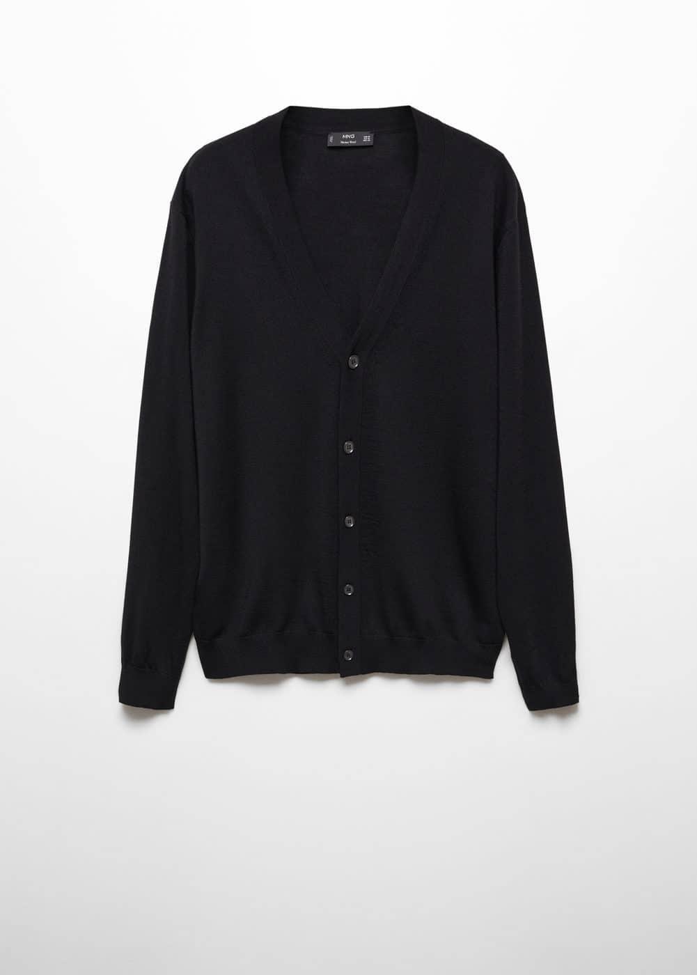 MANGO MAN - 100% merino wool cardigan blackMen Product Image