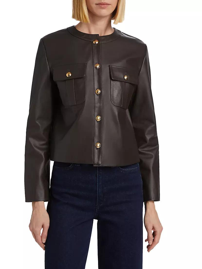 Kitra Leather Crop Jacket Product Image