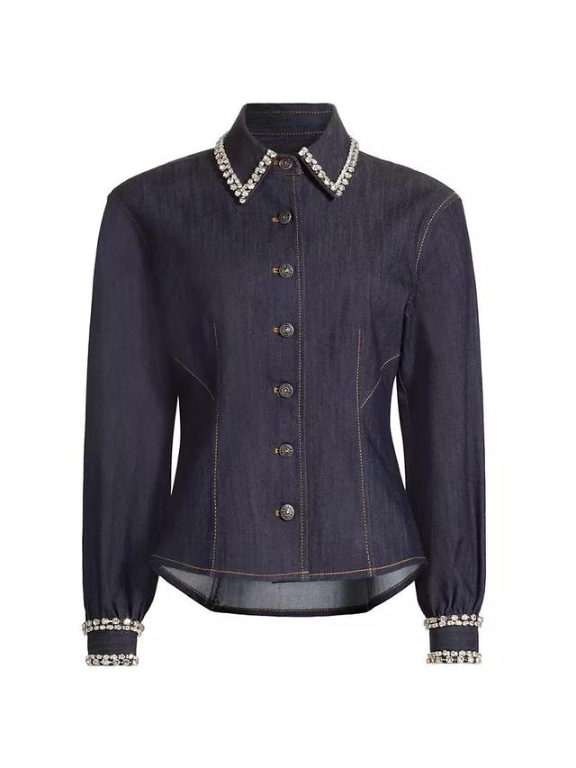 Autumn Embellished Denim Blouse Product Image