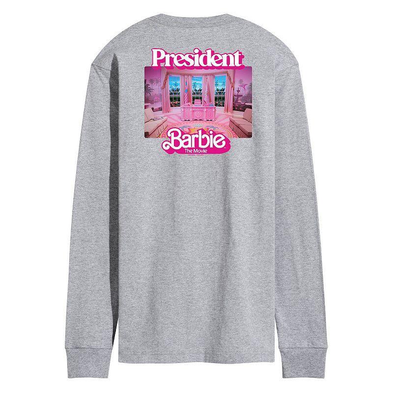 Mens Barbie The Movie President Barbie Long Sleeve Graphic Tee Black Product Image