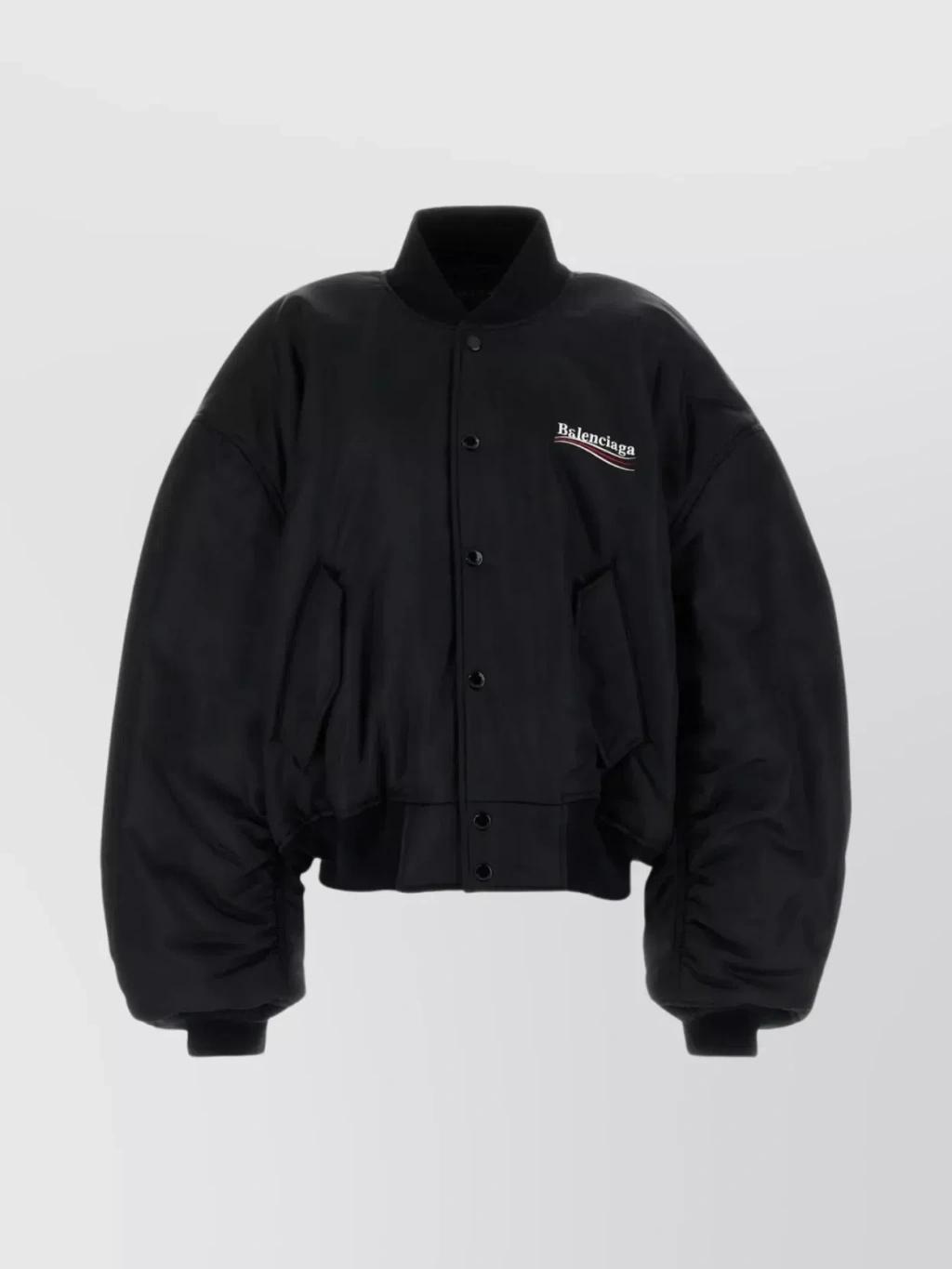 BALENCIAGA Oversized Silhouette Padded Bomber Jacket In Black Product Image