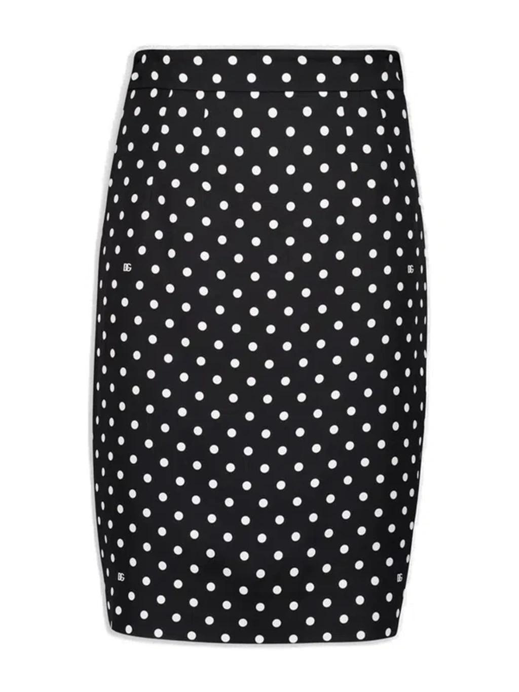 Polka-dot Print Pencil Skirt In Pois Product Image