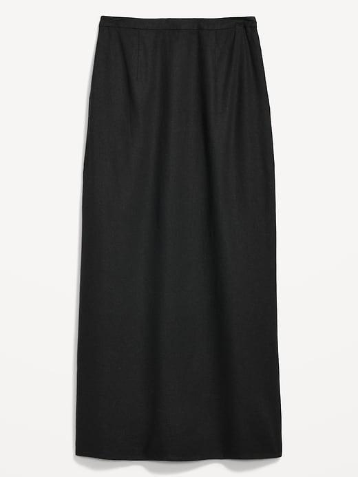 High-Waisted Linen-Blend Maxi Skirt Product Image