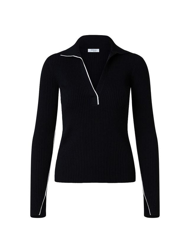 Womens Ribbed Contrast Wool Sweater Product Image