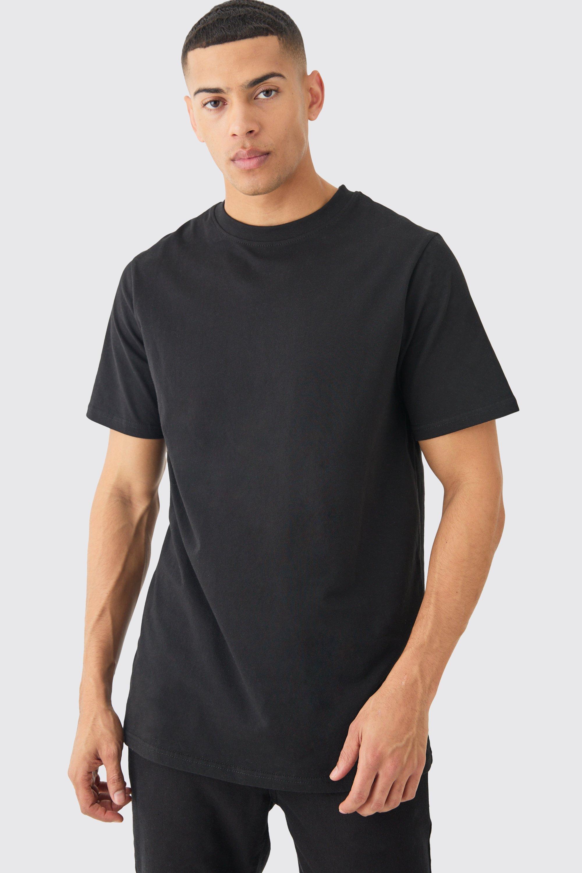 Basic Longline Crew Neck T-shirt | boohooMAN USA Product Image