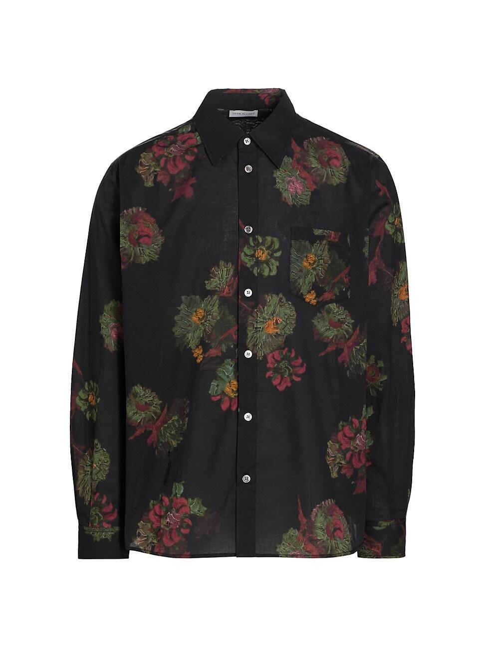 Mens Cloak Floral Cotton Button-Front Shirt Product Image