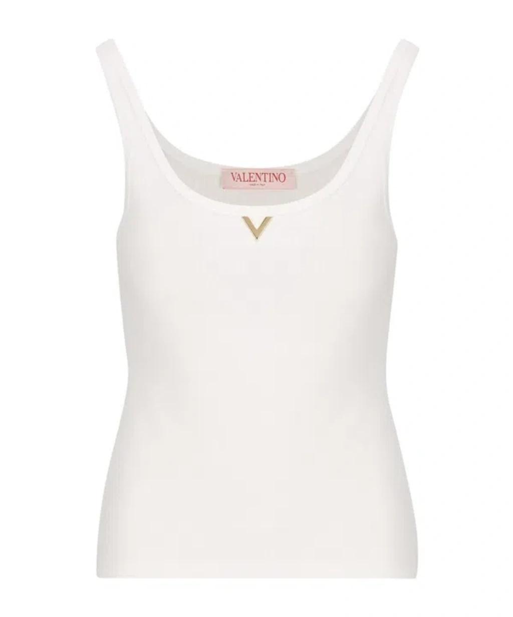 VALENTINO Vlogo Ribbed Tank Top In White product image