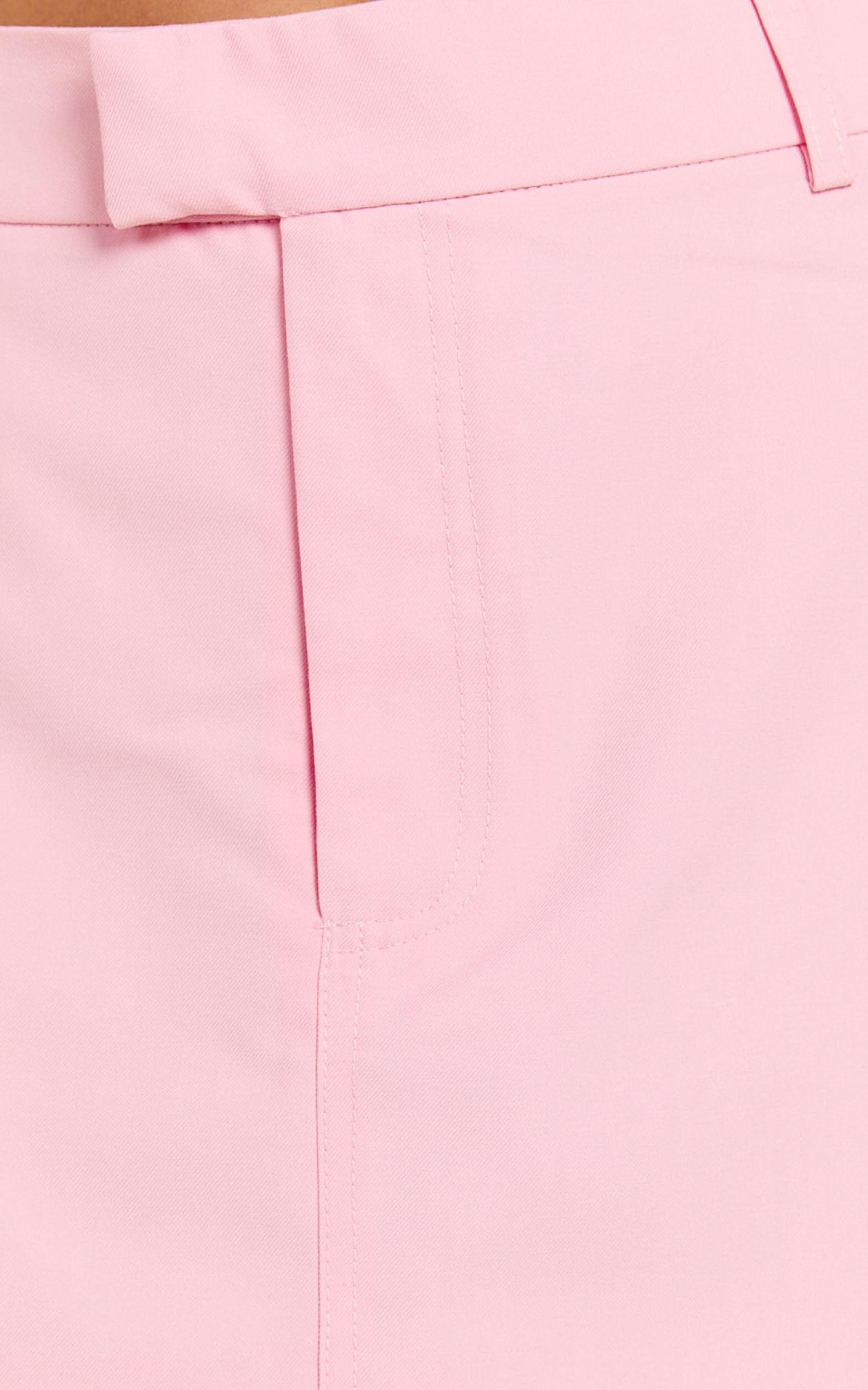 Desi Mini Skirt - Tailored Mid Waisted Skirt in Pale Pink Product Image