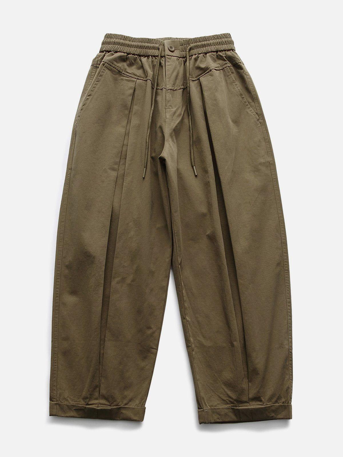 Solid Fold Drawstring Pants Product Image