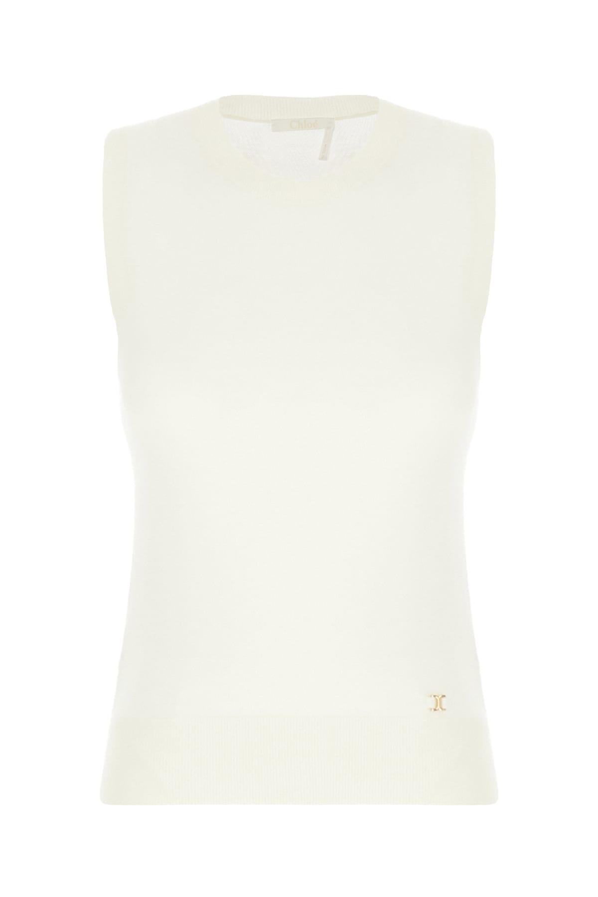 CHLOÉ Ivory Wool Top In Iconic Milk Product Image