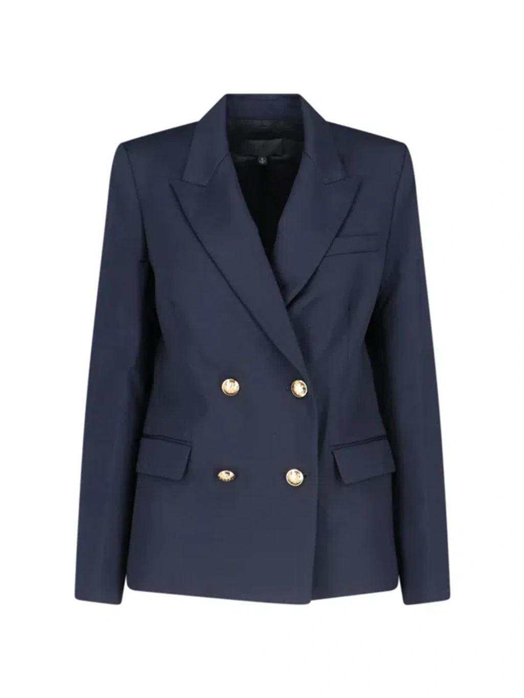 'veda' Double-breasted Jacket In Blue Product Image