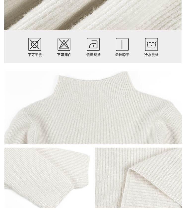 Fleece-Lined High-Neck Knit Top in 5 Colors Product Image