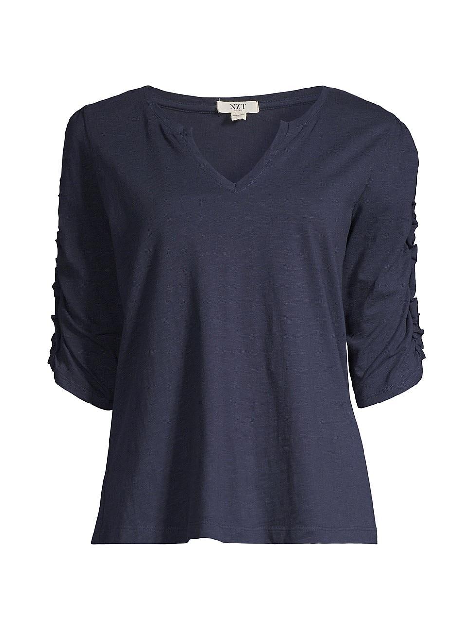 Womens Plus Size Ruched Slubbed Cotton Tee Product Image