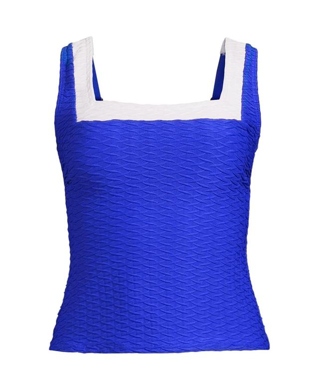 Lands End Womens Texture Square Neck Tankini Swimsuit Top - Electric blue Product Image