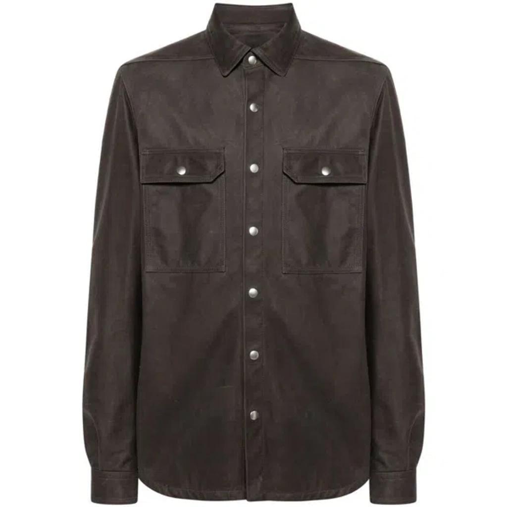 Outershirt Leather Shirt Jacket In Grey Product Image