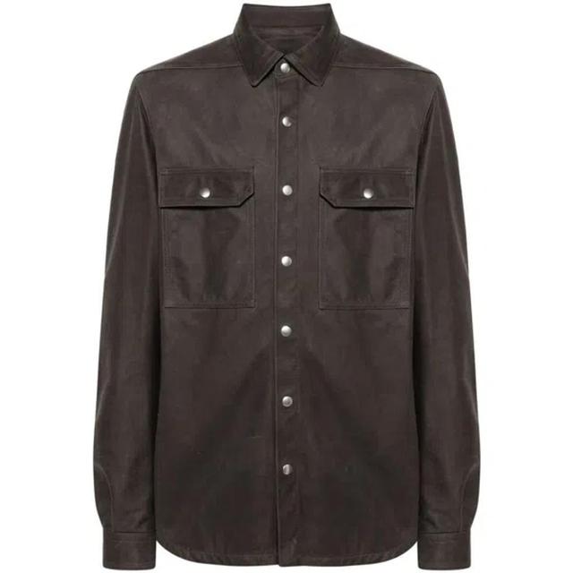 Outershirt Leather Shirt Jacket In Grey Product Image