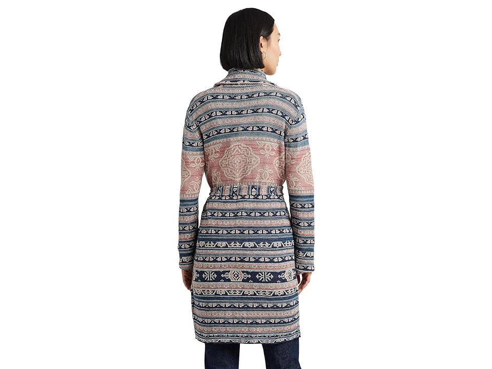 Lauren Ralph Lauren Geo Motif Belted Linen-Cotton Cardigan Women's Sweater Product Image