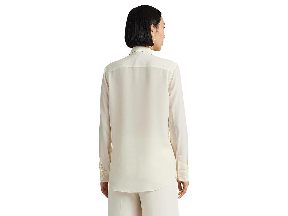 LAUREN Ralph Lauren Crepe Shirt (Mascarpone Cream) Women's Blouse Product Image