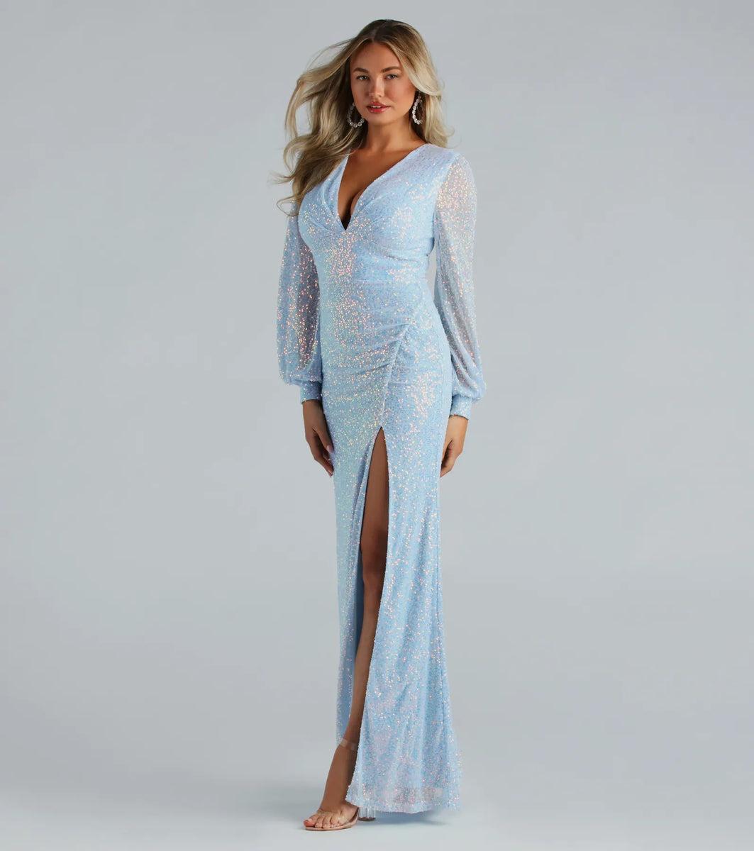 Mona Formal Sequin Long Sleeve Mermaid Dress Product Image