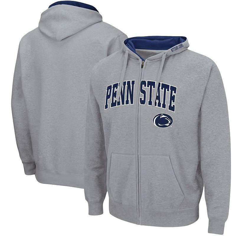 Mens Colosseum Heathered Gray Penn State Nittany Lions Arch & Logo 3.0 Full-Zip Hoodie Product Image