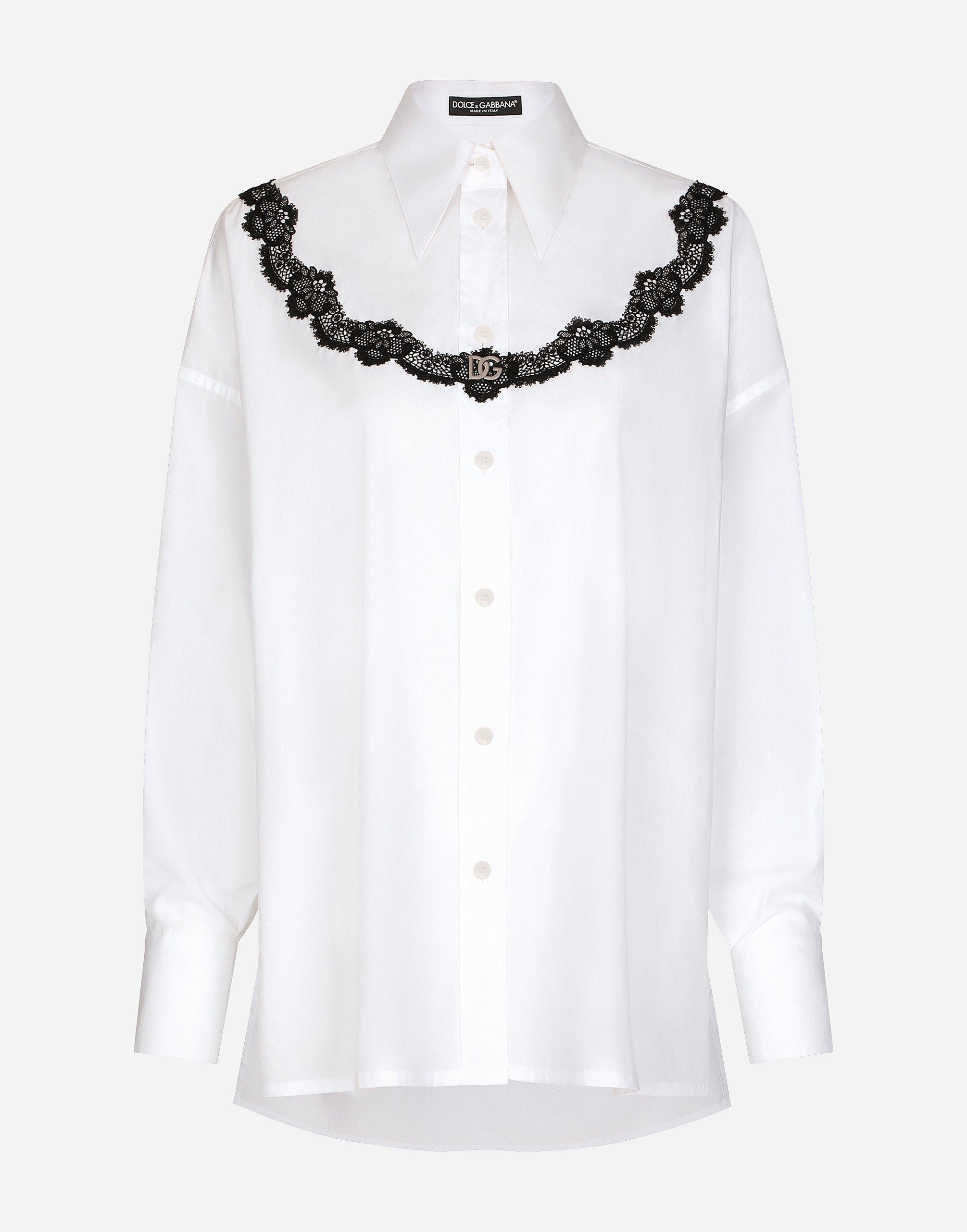 Lace-detailed Shirt In White Product Image