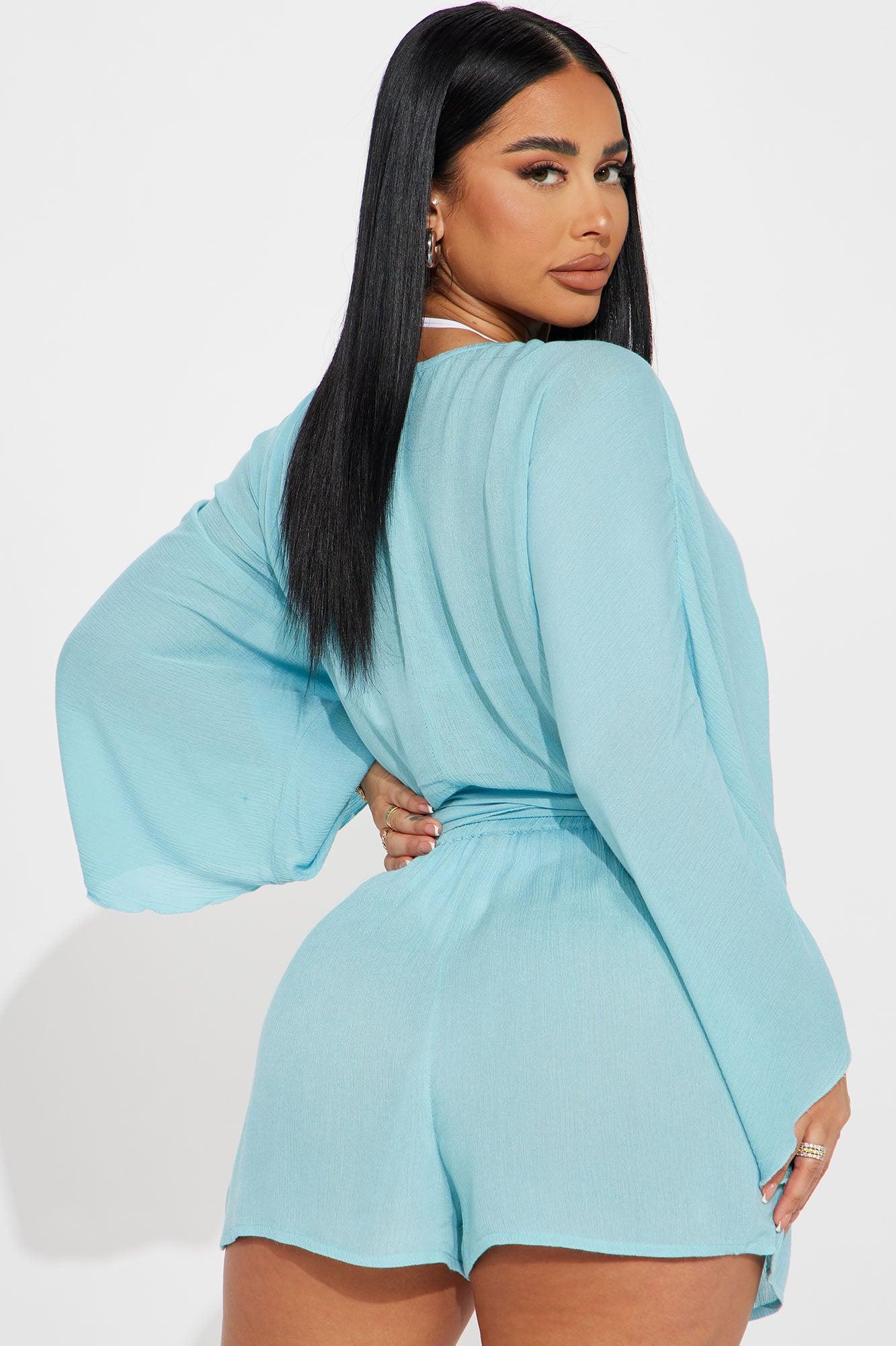 Breezy Nights Linen 2 Piece Cover Up - Blue Product Image