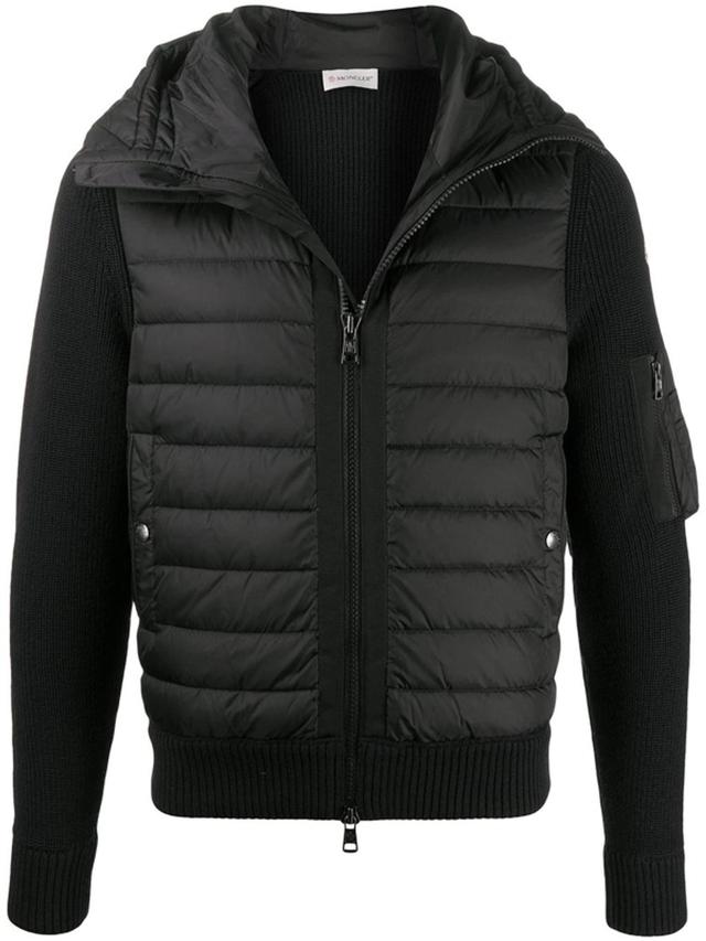 Padded-front Hooded Jacket In Black Product Image