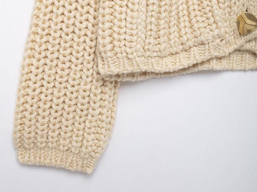 Plain Pocket Detail Chunky Knit Cardigan Product Image