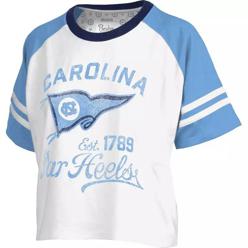 Womens Pressbox North Carolina Tar Heels Melange Beaumont Cropped Raglan T-Shirt Product Image