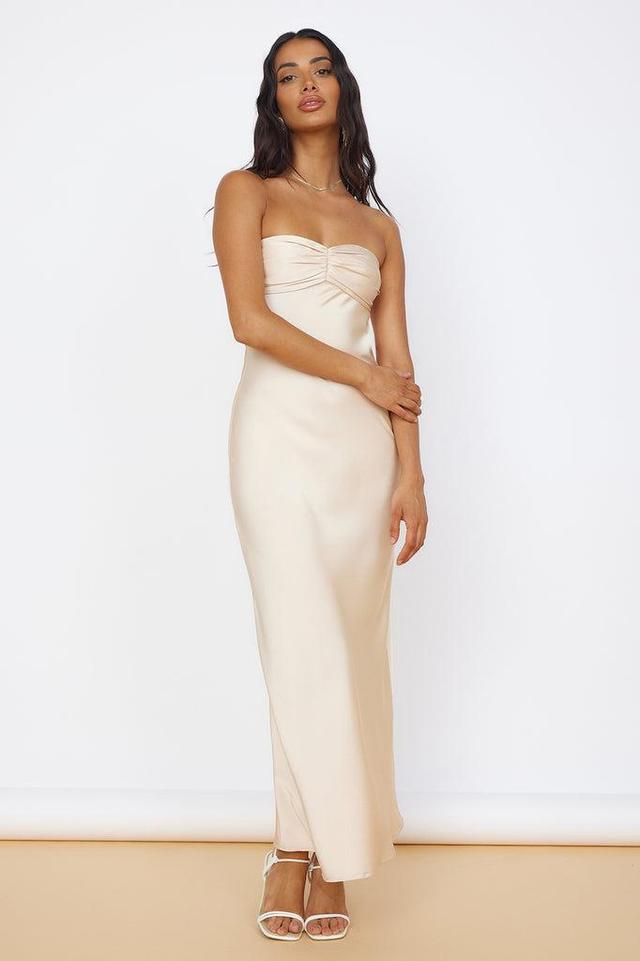 Start of Something New Satin Maxi Dress Beige Product Image