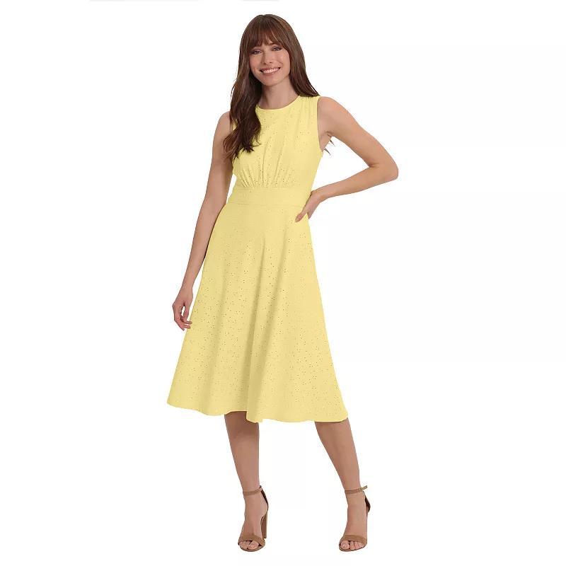 Womens London Times Eyelet Inset Midi Dress Product Image