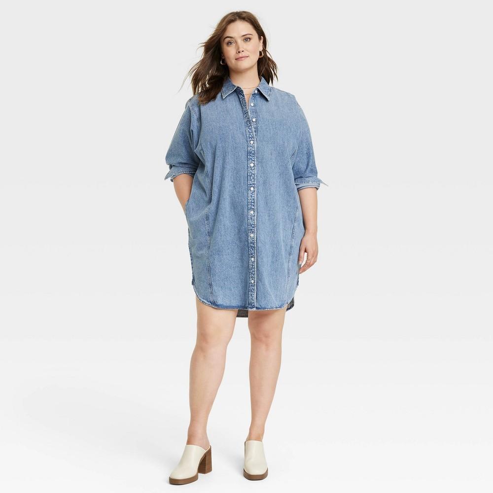 Womens Long Sleeve Denim Mini Shirtdress - Universal Thread Product Image