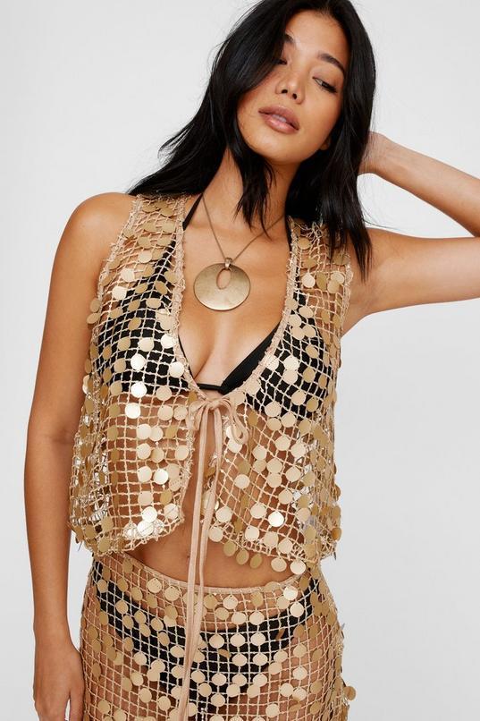 Sequin Crochet Waistcoat Product Image