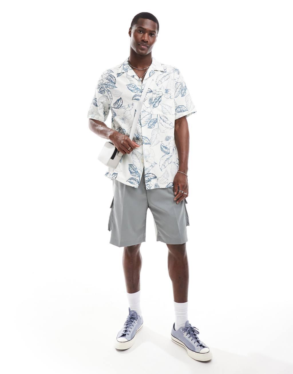 ASOS DESIGN relaxed revere shirt with vintage tropical floral print Product Image