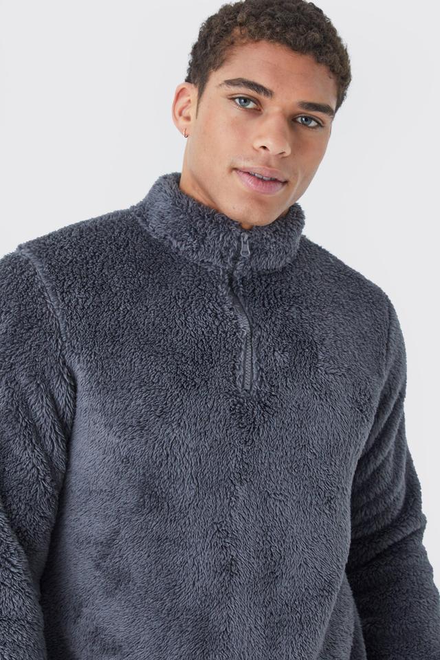 Borg Funnel Neck Sweatshirt | boohooMAN USA Product Image